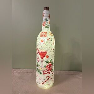 Decorated Bottle; Holiday Cheer, Christmas, Lighted Bottle